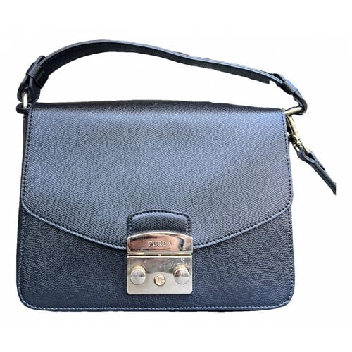 Pre-owned Furla Metropolis Leather Handbag In Black