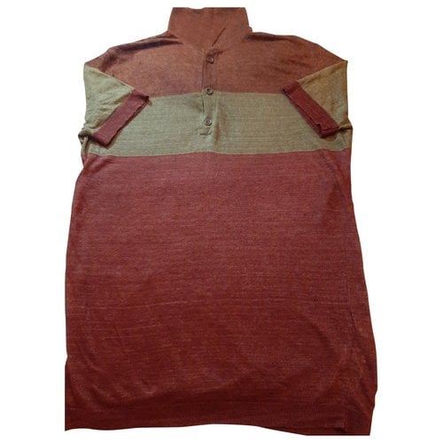 Pre-owned Diesel Linen Polo Shirt In Burgundy