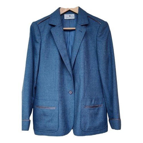 Pre-owned Aigner Wool Jacket In Blue