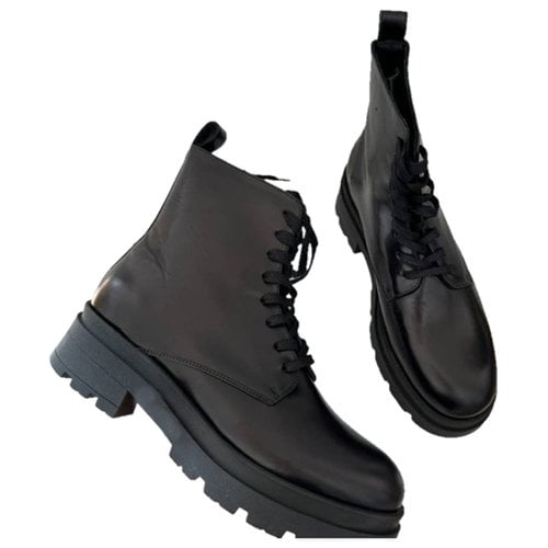 Pre-owned Anine Bing Leather Snow Boots In Black