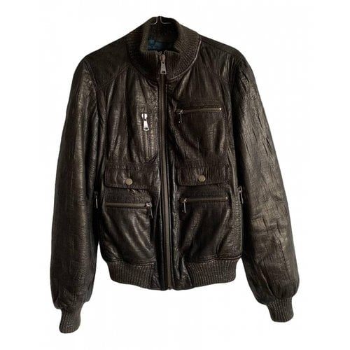 Pre-owned D&g Leather Biker Jacket In Metallic