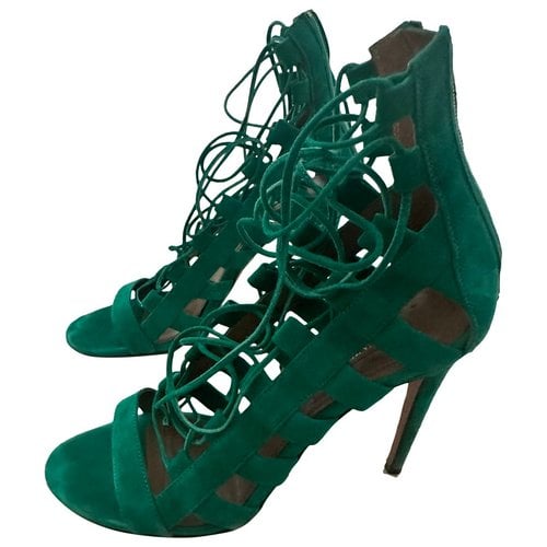 Pre-owned Aquazzura Patent Leather Sandal In Green