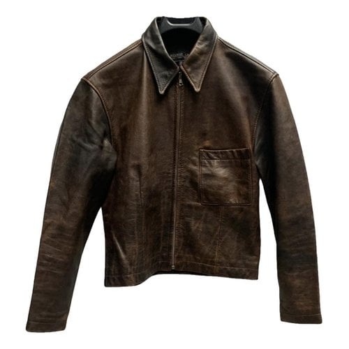 Pre-owned Helmut Lang Leather Jacket In Brown