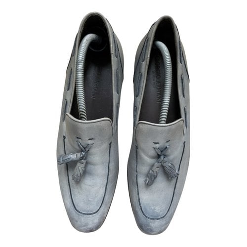 Pre-owned Giorgio Armani Leather Flats In Grey