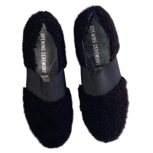 Pre-owned Opening Ceremony Faux Fur Flats In Black