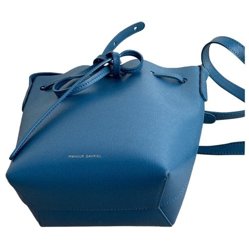 Pre-owned Mansur Gavriel Bucket Leather Mini Bag In Blue