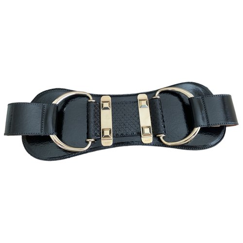 Pre-owned Gucci Patent Leather Belt In Black