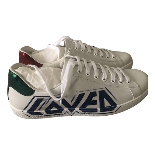 Pre-owned Gucci Leather Low Trainers In White