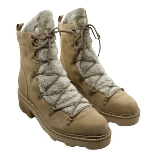 Pre-owned Calvin Klein Shearling Snow Boots In Beige