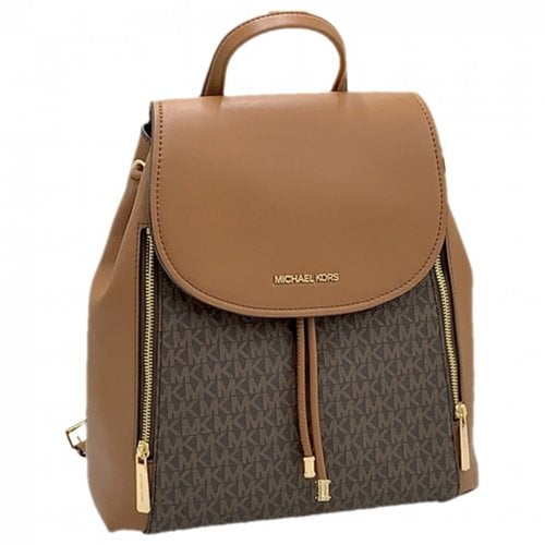Pre-owned Michael Kors Abbey Leather Backpack In Brown