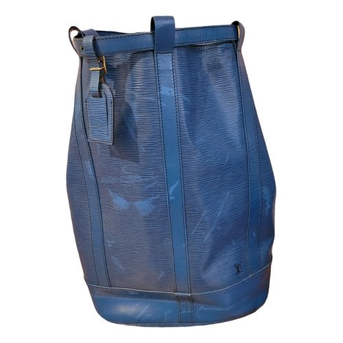Pre-owned Louis Vuitton Randonnée Leather Backpack In Blue