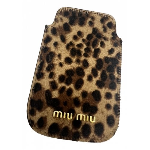 Pre-owned Miu Miu Leather Purse In Brown