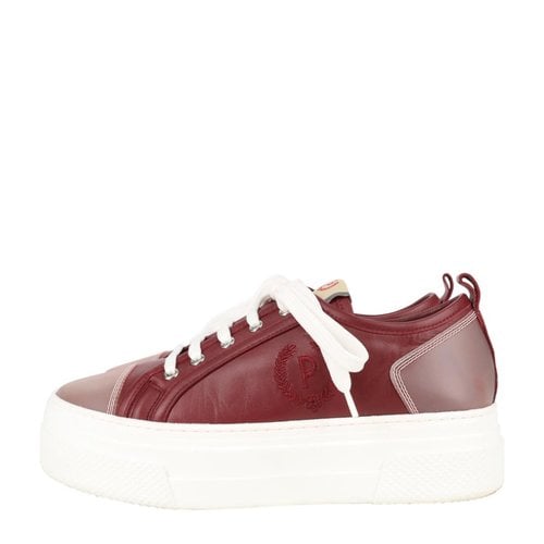 Pre-owned Pollini Leather Trainers In Burgundy