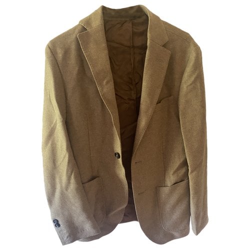 Pre-owned Massimo Dutti Wool Suit In Beige