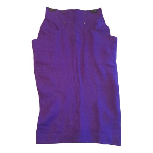 Pre-owned Claude Montana Linen Mid-length Skirt In Purple