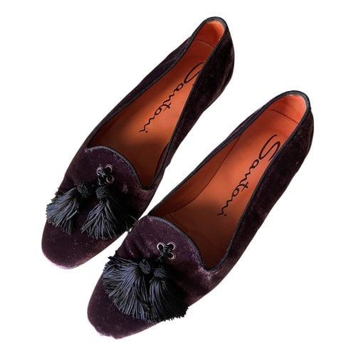 Pre-owned Santoni Leather Flats In Purple
