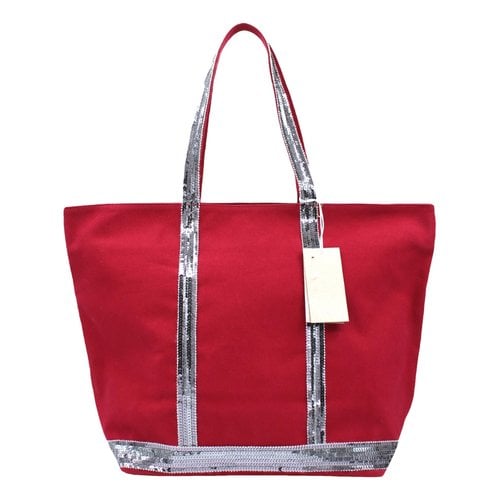 Pre-owned Vanessa Bruno Cabas Linen Tote In Burgundy