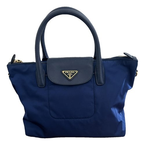 Pre-owned Prada Tessuto Leather Handbag In Blue