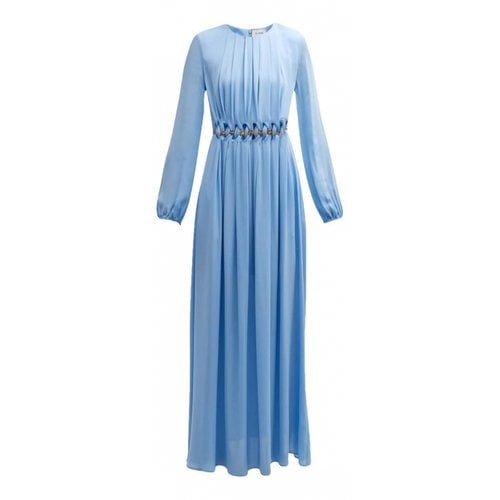 Pre-owned St John Silk Maxi Dress In Blue