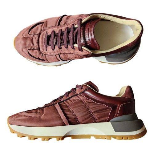 Pre-owned Maison Margiela Cloth Low Trainers In Burgundy
