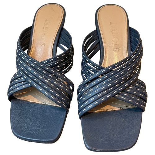 Pre-owned Jacquemus Castana Leather Mules In Blue