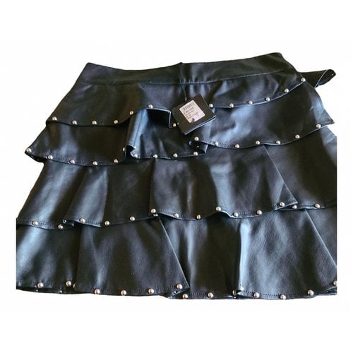 Pre-owned Liujo Vegan Leather Mini Skirt In Black