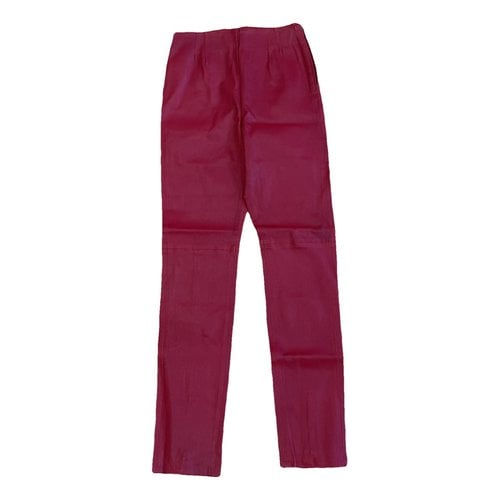 Pre-owned L'academie Leather Slim Pants In Red