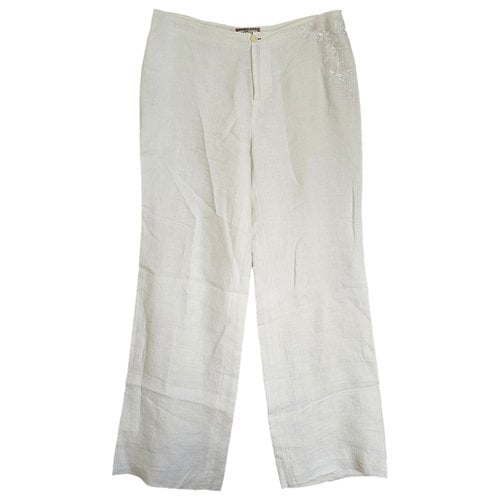 Pre-owned Burberry Linen Straight Pants In White
