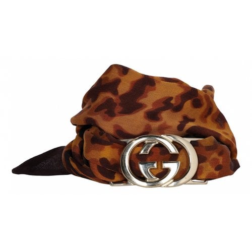 Pre-owned Gucci Silk Scarf In Brown