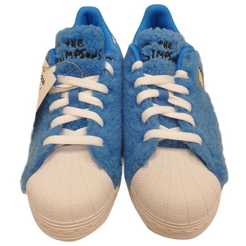 Pre-owned Adidas Originals Superstar Faux Fur Trainers In Blue