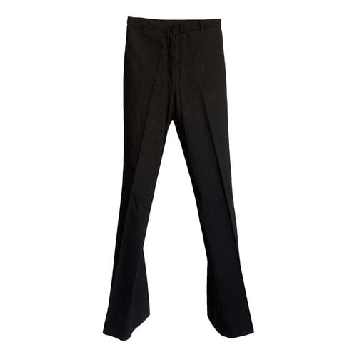 Pre-owned Romeo Gigli Wool Straight Pants In Black