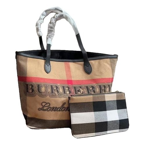 Pre-owned Burberry Woodbury Leather Tote In Brown