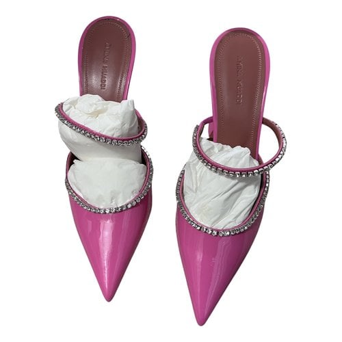 Pre-owned Amina Muaddi Leather Heels In Pink
