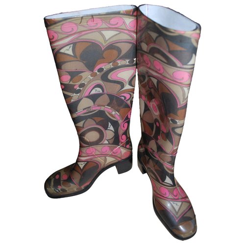 Pre-owned Emilio Pucci Wellington Boots In Beige