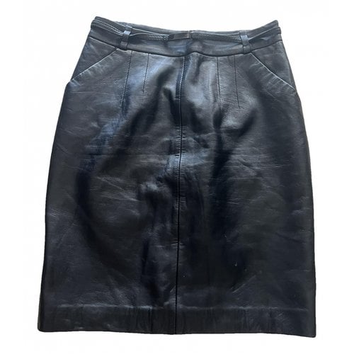 Pre-owned Oakwood Leather Mid-length Skirt In Black