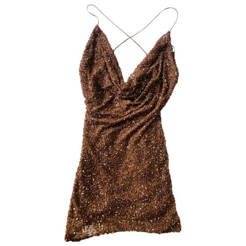 Pre-owned Retroféte Glitter Mini Dress In Gold