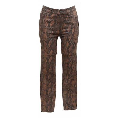 Pre-owned Paige Straight Jeans In Brown