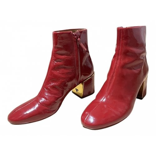 Pre-owned Tory Burch Leather Boots In Red