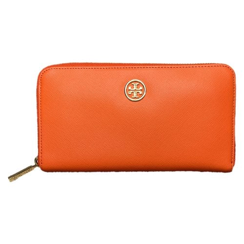 Pre-owned Tory Burch Leather Wallet In Orange