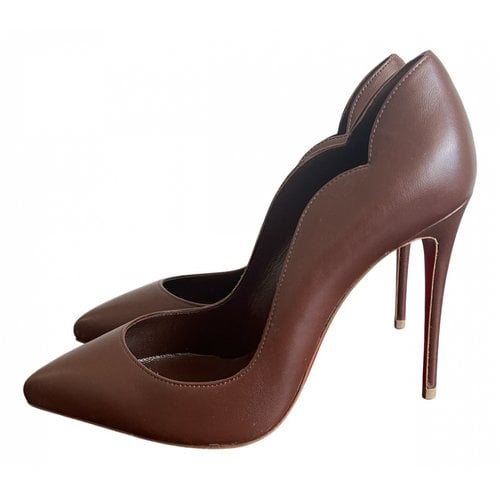 Pre-owned Christian Louboutin Hot Chick Leather Heels In Brown