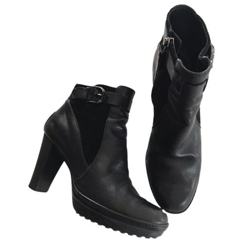 Pre-owned Tod's Leather Biker Boots In Black