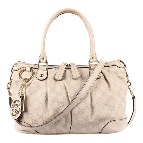 Pre-owned Gucci Sukey Leather Crossbody Bag In Beige