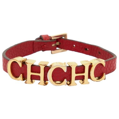 Pre-owned Carolina Herrera Leather Jewellery Set In Red
