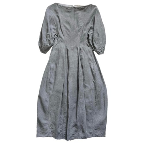 Pre-owned Celine Linen Maxi Dress In Grey