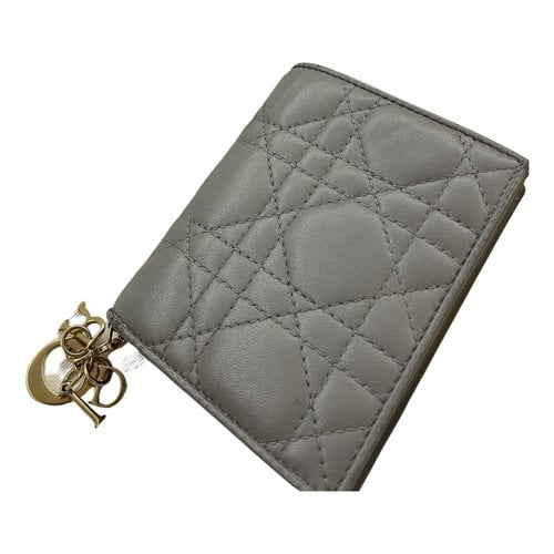 Pre-owned Dior Leather Wallet In Grey