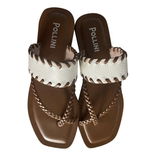 Pre-owned Pollini Leather Mules In Brown