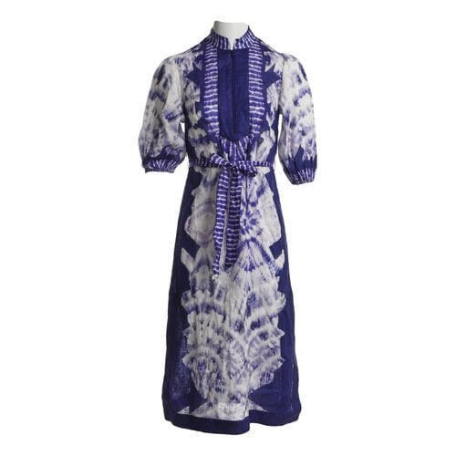 Pre-owned Zimmermann Linen Mid-length Dress In Purple