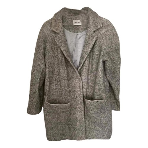 Pre-owned Ganni Coat In Grey