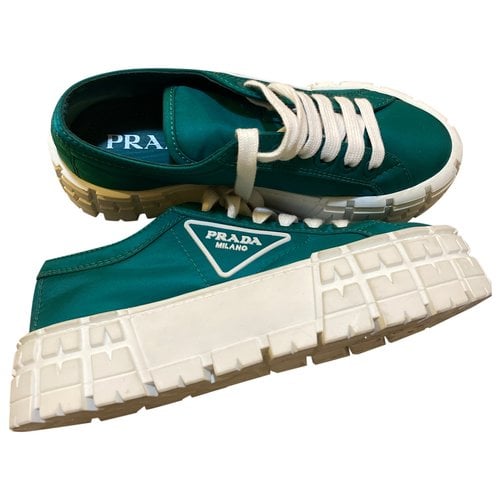 Pre-owned Prada Cloth Trainers In Green