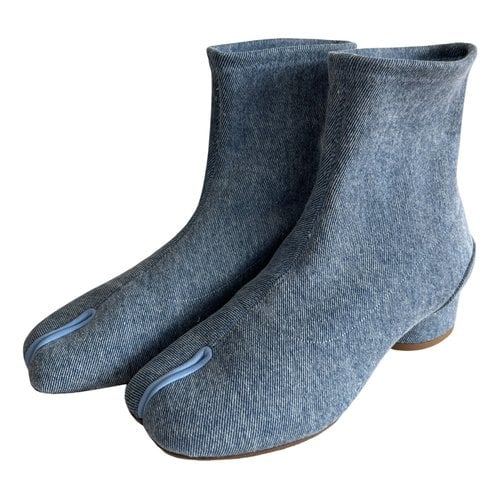 Pre-owned Maison Margiela Tabi Cloth Boots In Blue